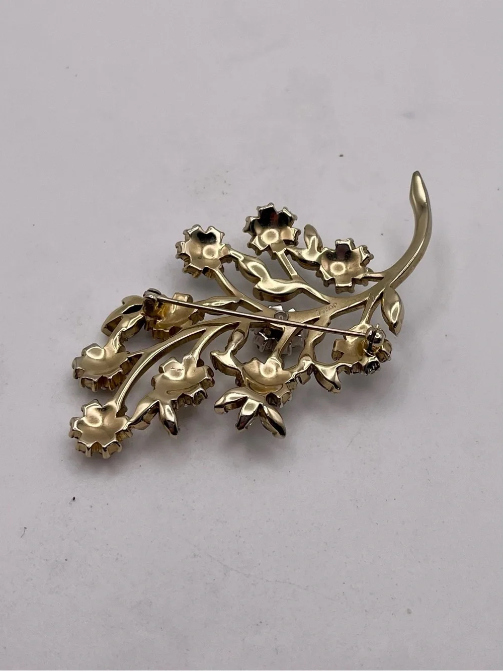 Exquisite Vtg Signed JOMAZ Joseph Mazer Floral Rhinestone Brooch 1950s Estate Pc - Picture 11 of 14